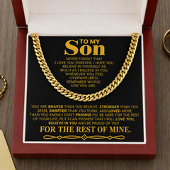 To My Son Cuban Link Chain Necklace Gift from Mom Dad Birthday Present
