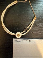 Tory Burch Kira enamel slider bracelet new nwt cream gold adjustable length