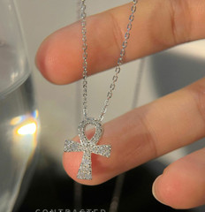 925 Sterling Silver Small Cz Ankh Cross Pendant Necklace 14mm 18″ Gift Box I75