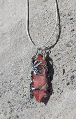 Flower Wrapped Peach Colored Amethyst Pendant Necklace