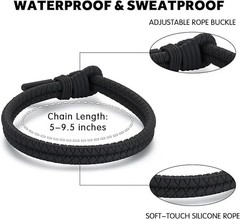 Adjustable Silicone Nautical Surfer Braided Rope Bracelet for Men Women – Wat…