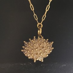 26in Ann Taylor Gold Tone Paperclip Chain Urchin Starburst Pendant Necklace READ