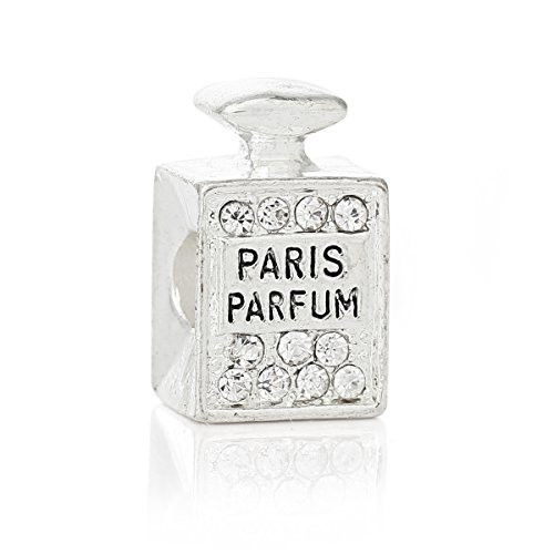 Paris Perfume w/Clear Crystals Charm Bead