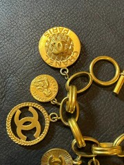 CHANEL Bracelet Bangle AUTH Coco Mark chain Logo Vintage Rare Gold Icon F/S