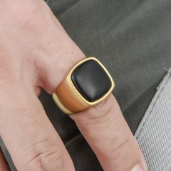 Black Stone Stainless Steel Men’s Wedding Ring Vintage Signet Ring Biker Classic