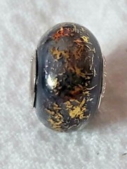 QG Italy 925 Sterling Silver Gold & Silver Color Glass Bead Charm