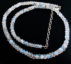 AAA Flashy Rainbow Moonstone Faceted Rondelle Gemstone Beads Women Necklace 24”