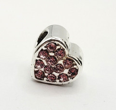 Avon Always in My Heart Pink Rhinestone Silver Tone Charm Cherished Memories