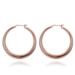 18K Rose Gold Latch Back Hoop Bali Earrings L124