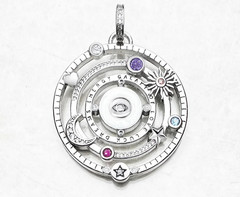 Cosmic Celestial Moon Star Amulet Multi Color CZ Pendant 925 Sterling Silver