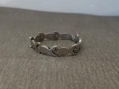 925 sterling Fish Bar Link Chain Bracelet, Fold-Over Clasp, No Stone