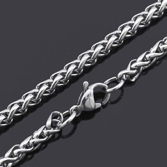 24″ MENS Stainless Steel Wheat Braided Chain Necklace 3mm