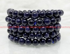 5 Pcs Blue Sandstone Beaded Bracelet 8MM A Round Beaded Bracelet Bracelet