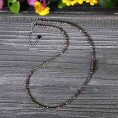 Natural Dragon Bloodstone Jasper 2mm Beads Choker Healing Reiki Boho Necklace