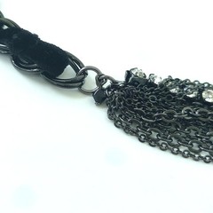 LANVIN COLLECTION Necklace Black and Gray Crystal Rhinestones