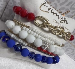 NEW! ERIMISH BRACELETS 7 pc stack – Red, White & Blue