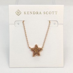 New Kendra Scott Jae Star Rose Gold Pendant Necklace In Rose Gold Drusy