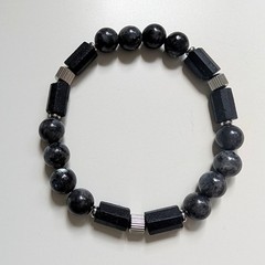 Black Tourmaline Labradorite Beaded Bracelet, Minimalist Protection Jewelry