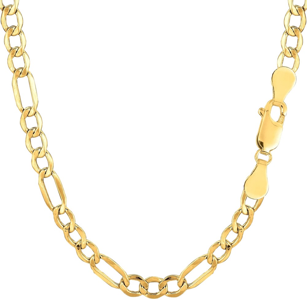 14k Yellow Real Gold Filled Solid Figaro Chain Necklace, 4.0 mm (8.5 Inches)