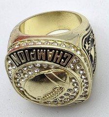 Gold Tone Football Championship Ring Dome Style Size ~11 (30mm Face)