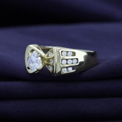 Simulated Diamond Solitaire Promise Ring 14k Yellow Gold Plated Sterlg Silver