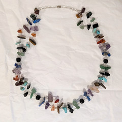 2 Strand Turquoise Lapis Jade Amethyst Quartz Onyx Jasper Chakra Necklace 23 in.
