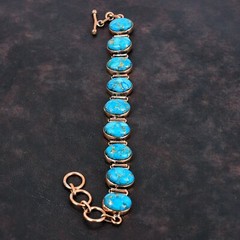 Blue Turquoise Jewelry Copper Gift For Briedsmaid Adjustable Bracelet 6.0″