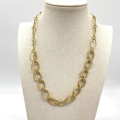 Gold Tone Textured Oval Link Chain Necklace Extender