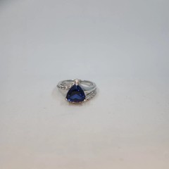 2.5Ct Trillion Cut Simulated Sapphire Engagement Band Ring 14k White Gold Plated