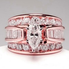 Marquise Cut Lab Created Diamond Wedding Ring Cubic Zircon Diamond Jewellery