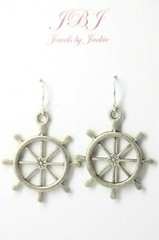 Mariner Earrings Wheel Helm Sailing 925 sterling silver hooks pewter charms