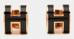 Mini Pop H Enamel Gold Plated Stud Earring