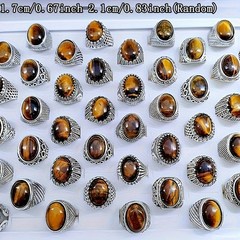 Tiger Eye Gemstone 20pcs Wholesale Lot Mixed Rings Jewelry Natural Stone US 7-11