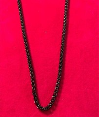 34 inch Unisex ,3mm Stainless Steel Black Plated Braided Wheat Necklace