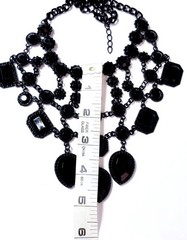 Black Statement Choker Rhinestone Resin Necklace Bridal Prom Pageant Gothic