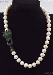 nature freshwater pearl white near round 11-12mm necklace 18″CZ clasp