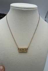 Authentic Vintage 1977 GIVENCHY Gold Plated Double G Logo Rhinestone Necklace