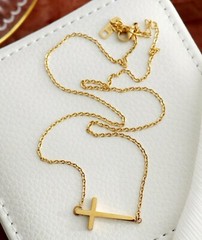 Fashion Women Titanium Stainless Steel Religious Side Cross necklace 16-18″