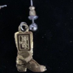 Vintage Lunch at The Ritz Cowboy Boot Dangle Earrings Western Gold Brown Black