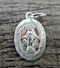 Sterling Silver Small 9x14mm Miraculous Mary for Baby Charm