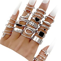 27x Women Silver Knuckle Rings Set Stackable Midi Thumb Rings Twist Hollow Rings