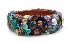 Handcrafted Multi-Color Assorted Bead Bangle Bracelet Size Large New No Tag