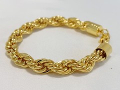 14k Yellow Gold Solid 10mm Diamond Cut Rope Chain Italian Bracelet Mens 7.5″