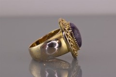 Badavic HK Gold Sterling Silver Woven Bezel Purple Charoite Band Ring 925 Sz: 9