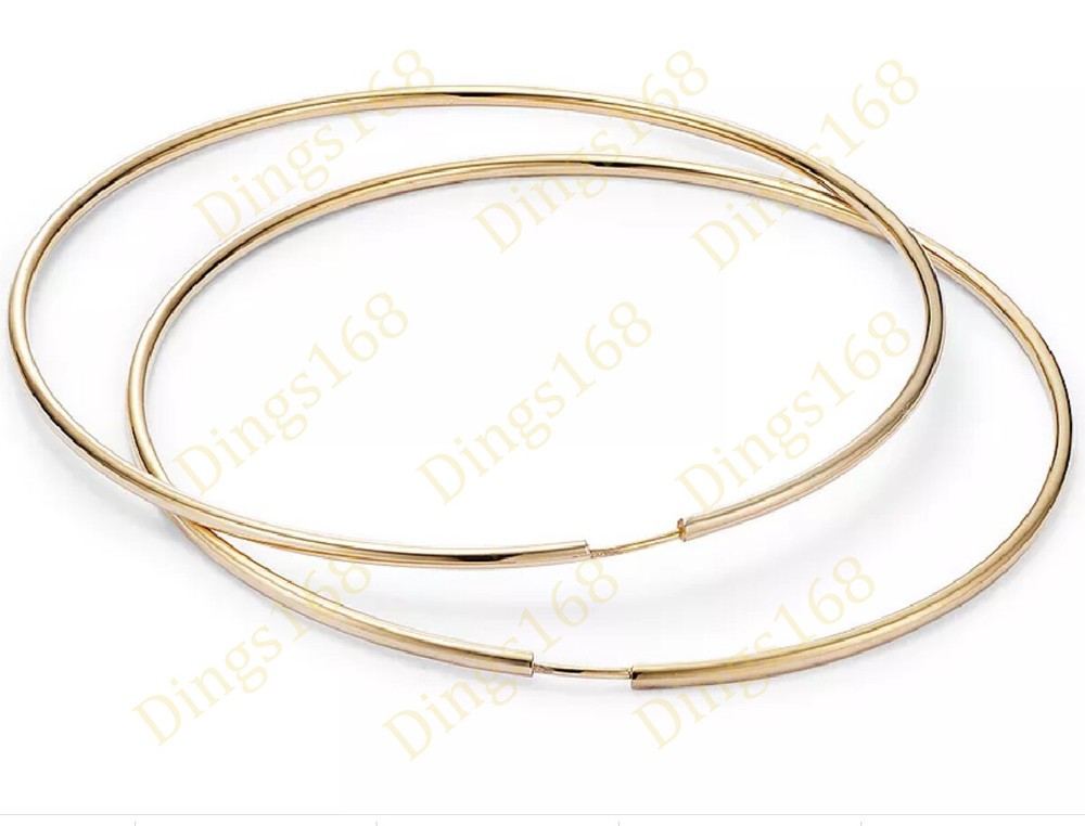 18K Yellow Gold Filled Tarnish-Resist 60mm/2.4″ Large THIN Endless Hoop Earrings