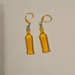 Jose Cuervo Tequila Bottle Dangle/Drop Earrings Gold Closed Hoop