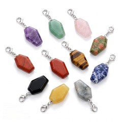 6PCS Gothic Stone Coffin Charms Tag with Lobster Clasp Design for Jewelry Decor
