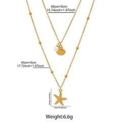 Double-layer starfish shell holiday wind stacked necklace female high-end light