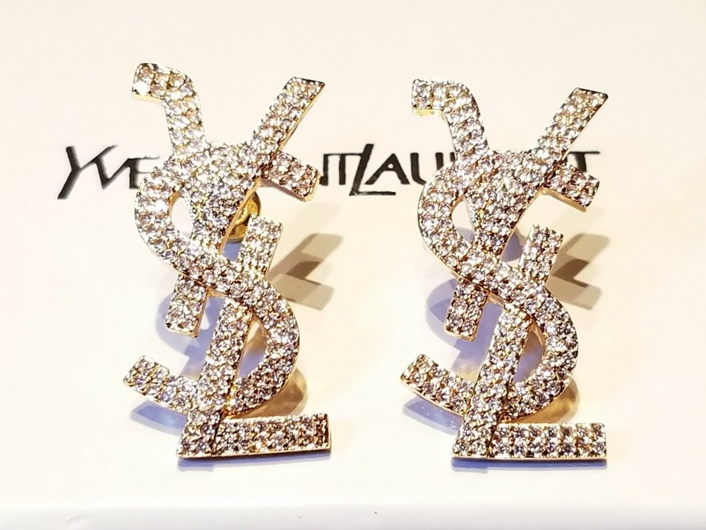 YVES SAINT LAURENT CRYSTAL EARRINGS – Box Included