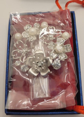 BriLove WOMEN’S SILVER TONED PIN BROOCH CRYSTAL RHINESTONES AND FAUX PEARLS